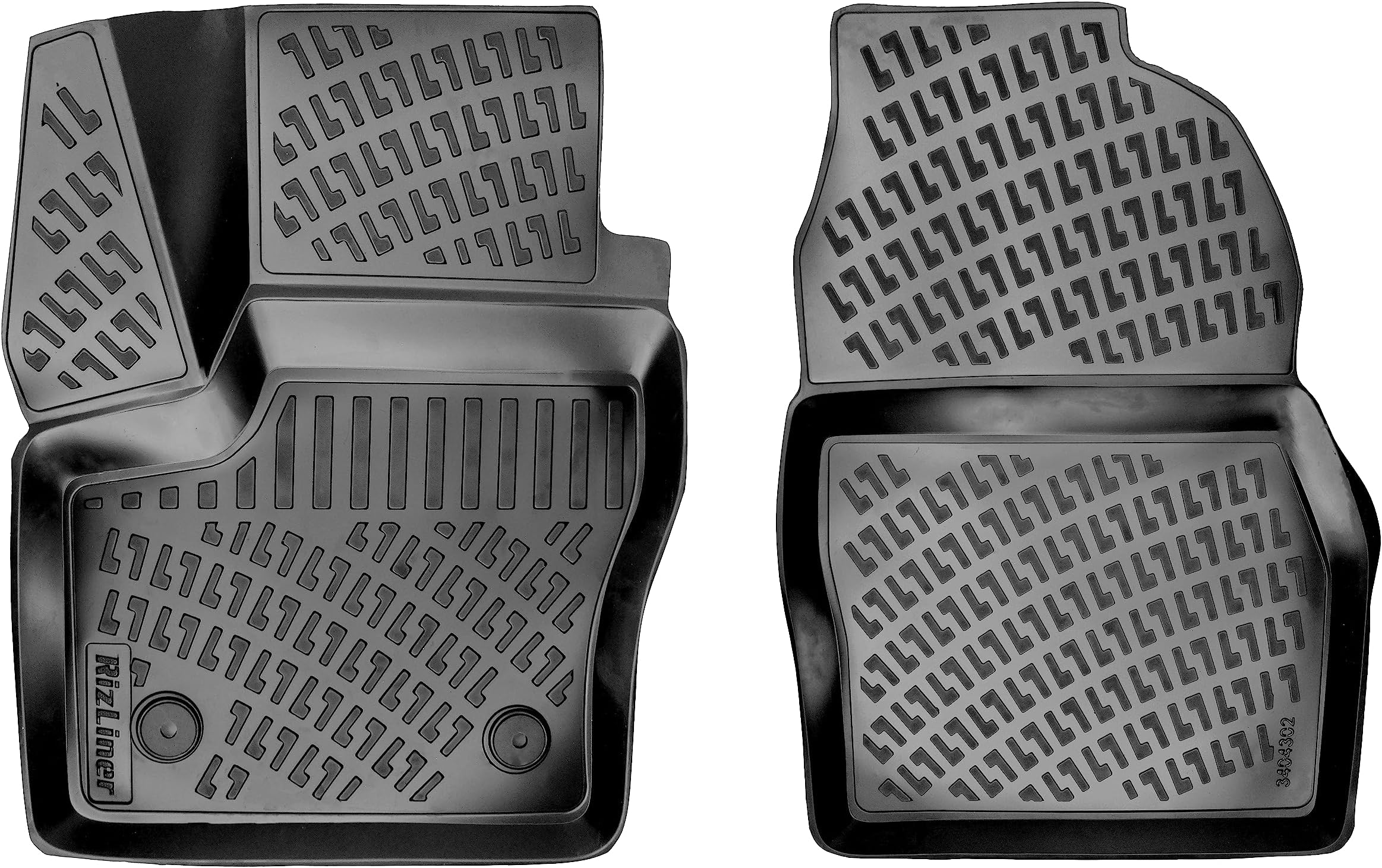 RizLiner Ford Transit Connect 2014-2021 (Carpet Flooring & Only Front & No Secondary Footrest & No Ford Transit Models) Floor Mats 3D Custom Fit Rubber Car Mats All Weather Floor Liners TPE