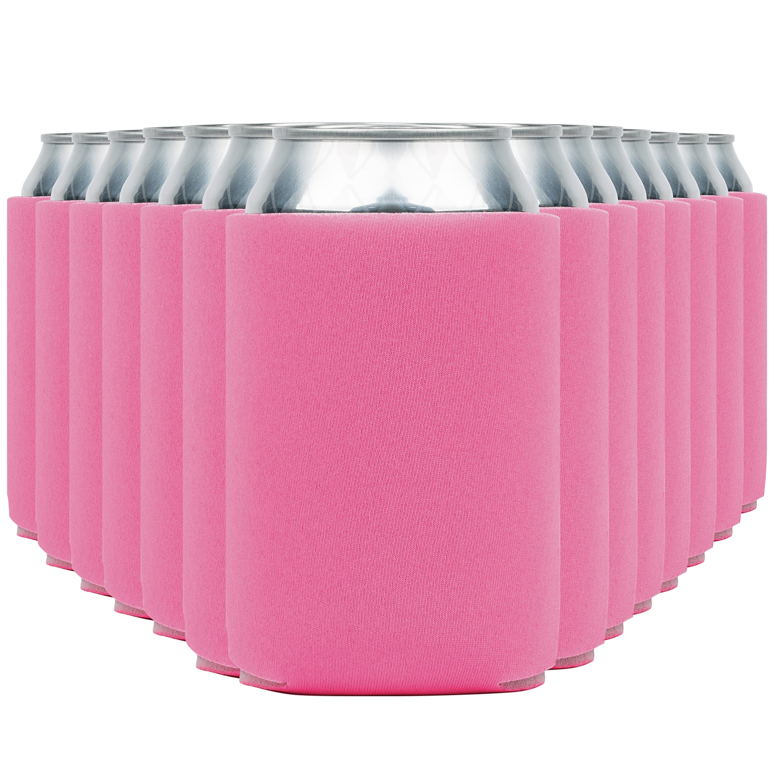 Blank Beer Can Cooler Sleeves (110-Pack) Soft Insulated Beer Can Coolies - HTV Friendly Blank Koolies in Bulk for Beer Cans &amp; Bottles - Coolie Blanks for Vinyl Projects &amp; Wedding Favors (Pink)