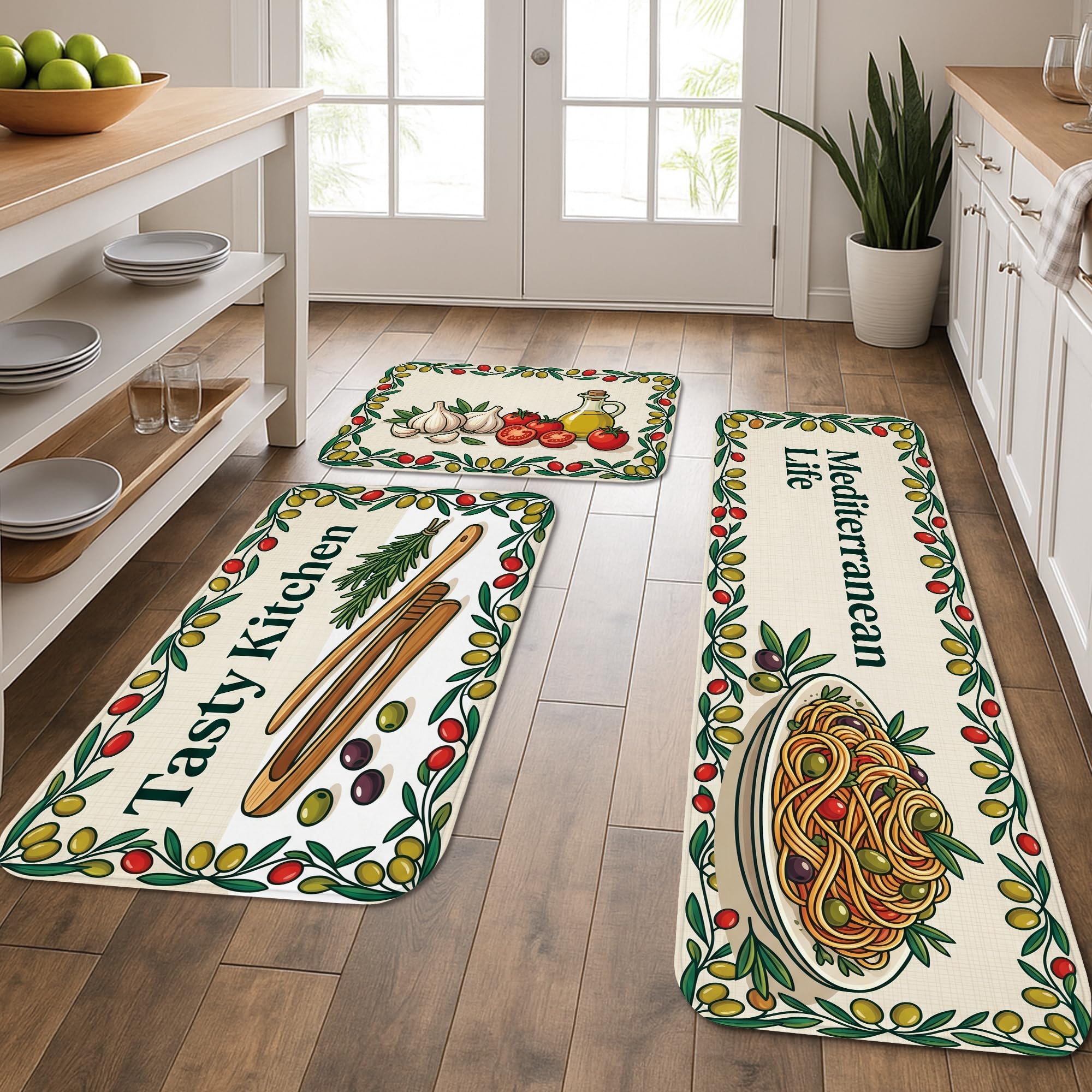 Tapetes de cocina con resorte acolchado y base lavable para un confort prolongado