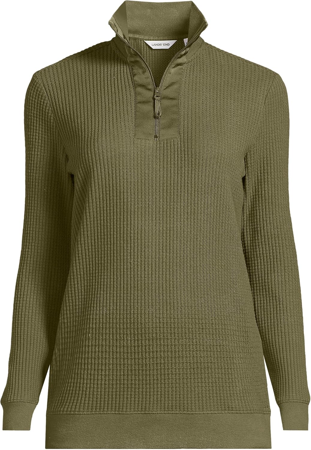 Lands' End Women's Long Sleeve Waffle Quarter Zip Pullover
