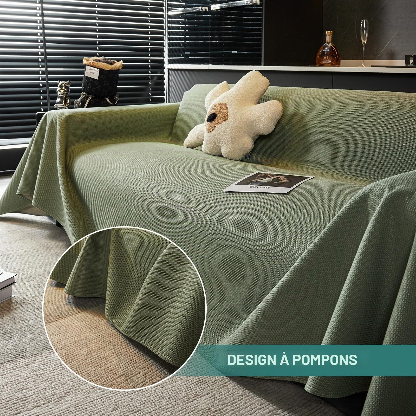 Housse De Canapé Imperméable Et Antidérapante, Protection Pour Canapé, Couverture Magnétique Pour Canapé Chien 190 X 150 Cm - Vert Matcha