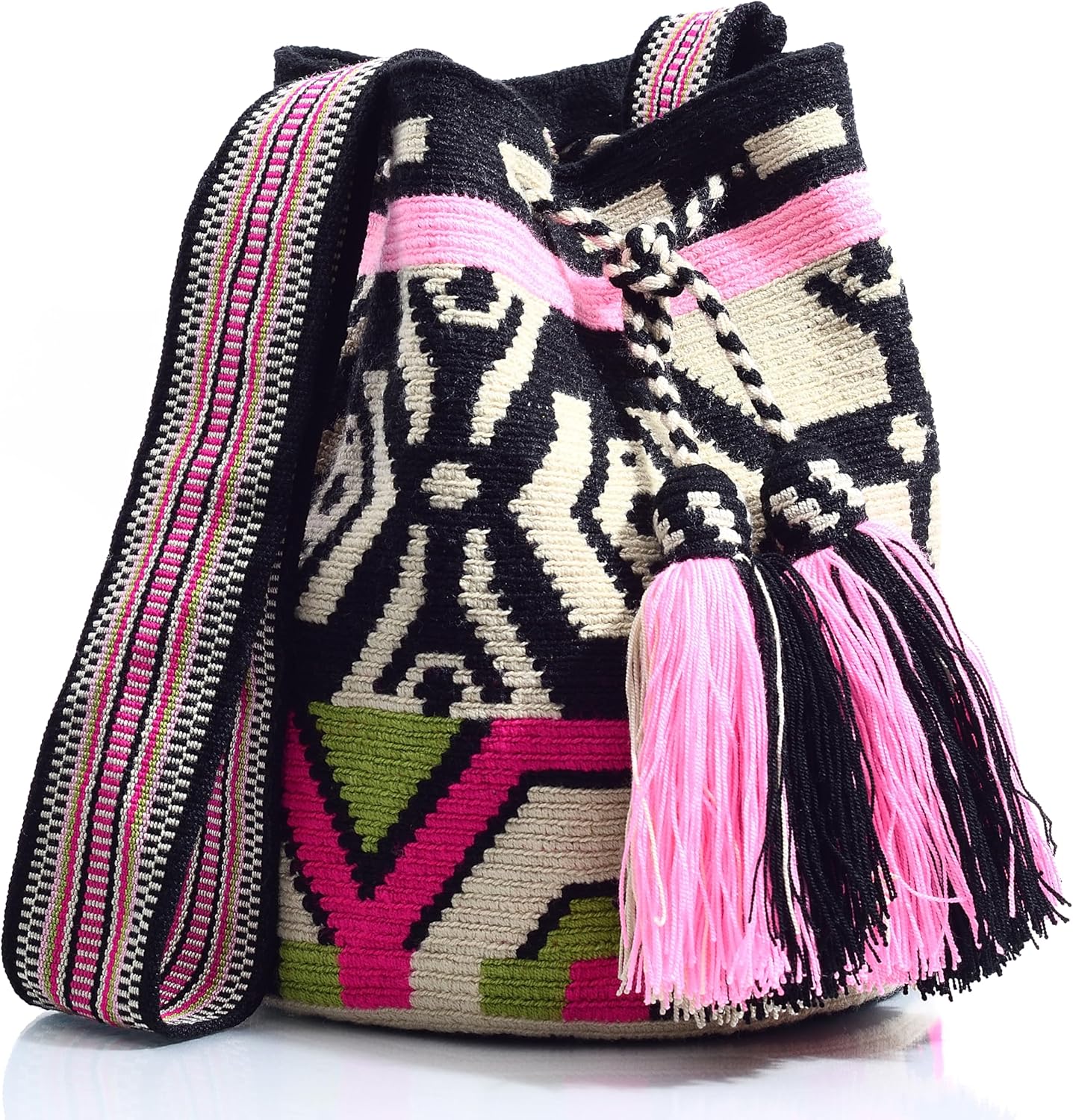 WYOU Designer Wayuu Hand-Crochet Woven Bag - Large Beachy Purse, Boho Crossbody Crocheted Bag, Vacation Purse for Women's - Image 3