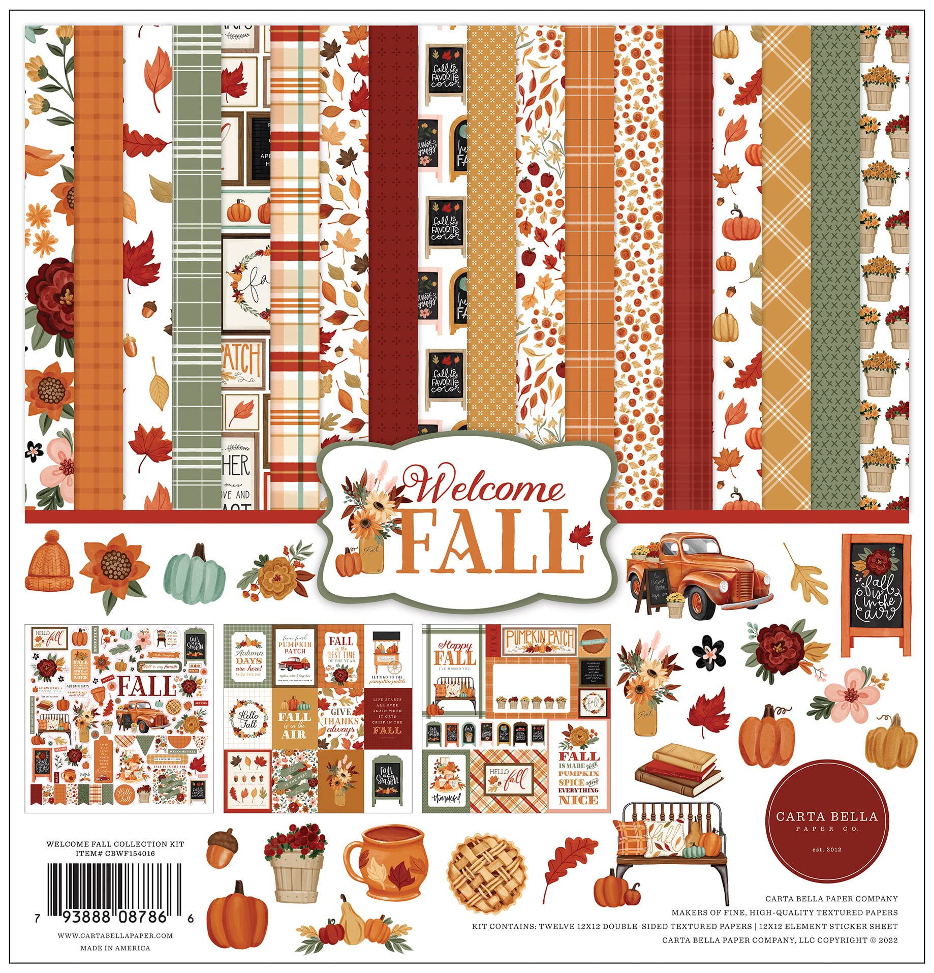 Echo Park Paper Carta Bella Collection Kit 12"X12"-Welcome Fall