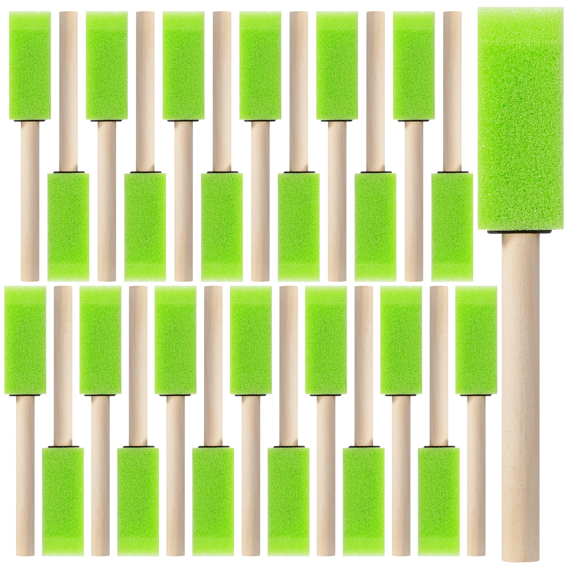 Bates- Foam Paint Brushes with Wood Handle, 1 Inch, 26 Pack, Green, Sponge Brushes for Painting, Sponge Paint Brush