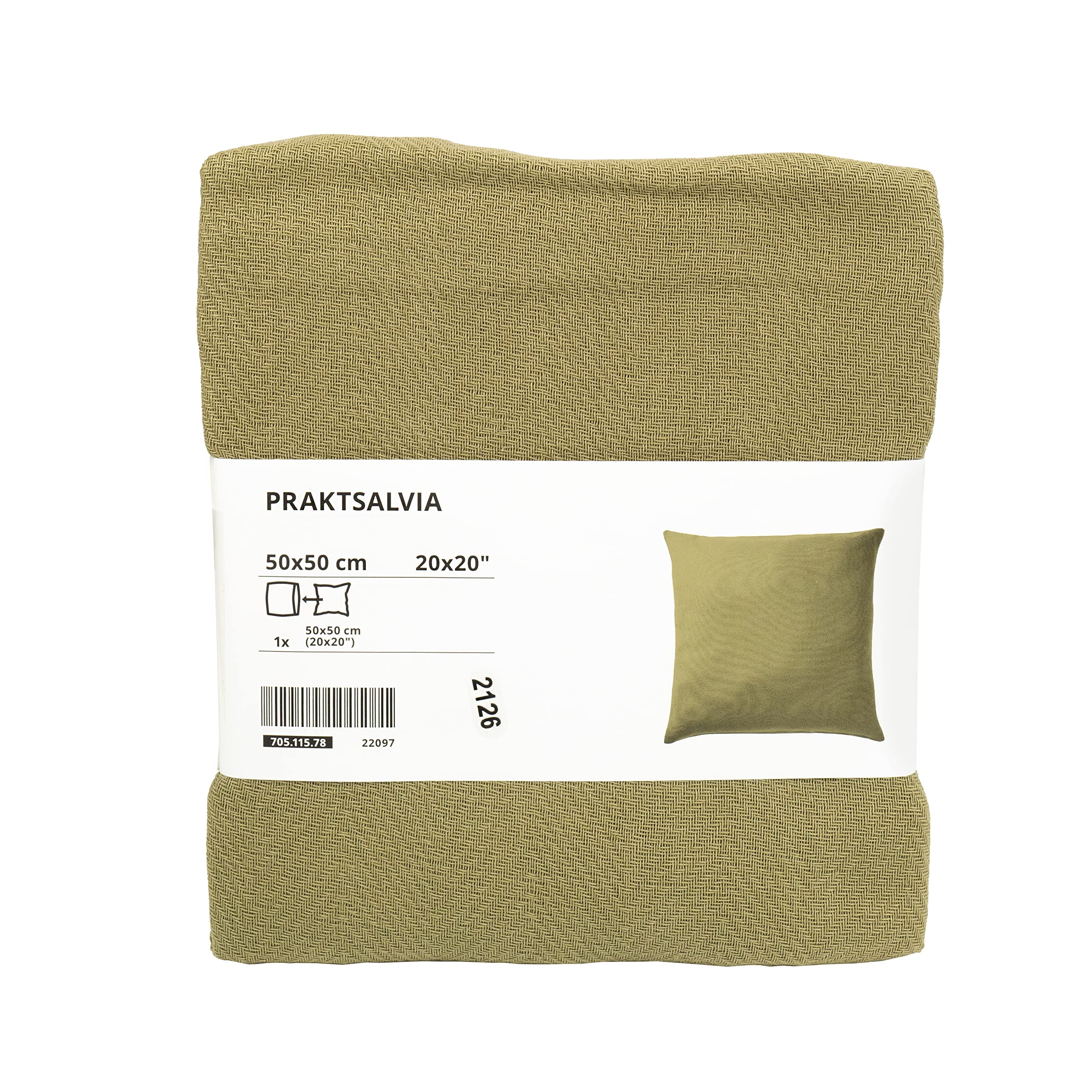 Ikea PRAKTSALVIA Basic Kissenbezüge 705.115.78 Hellgrau-Grün, 50 x 50 cm, 100 % Baumwolle, Hotelverschluss, 4er-Set Küche, Haushalt & Wohnen