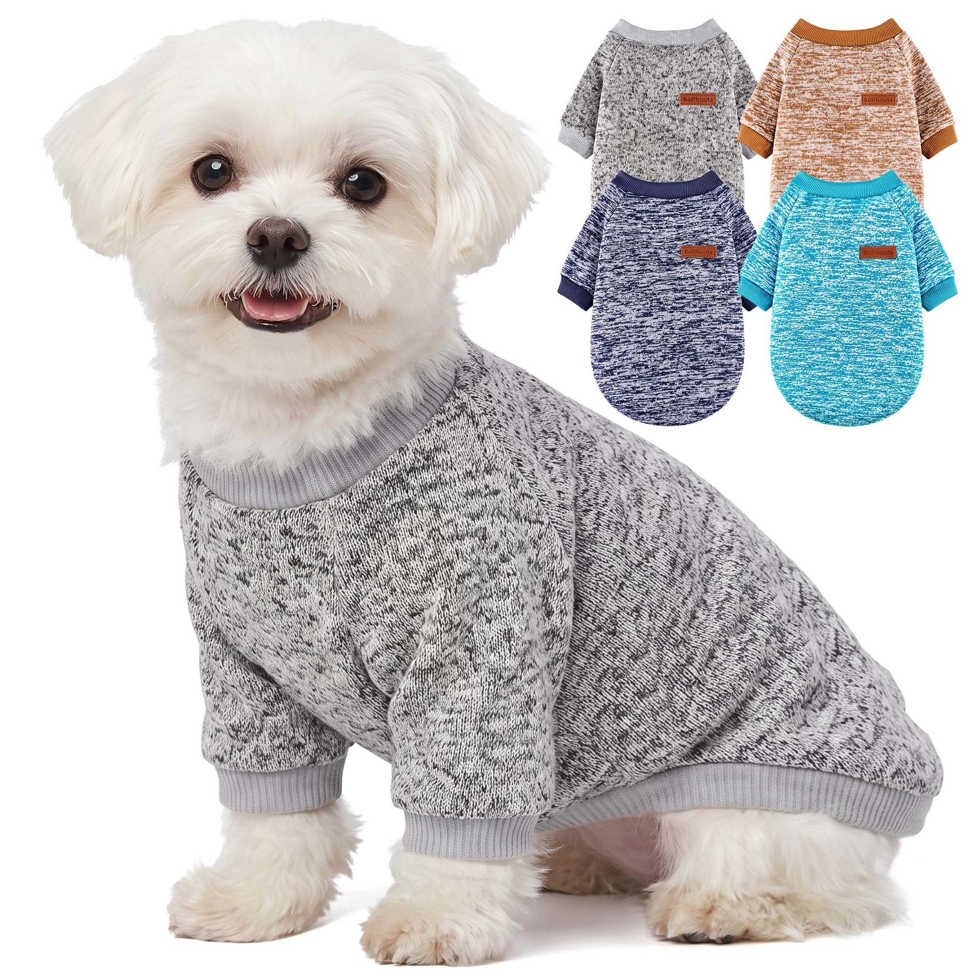 4 Pack Dog Sweaters for Small Dogs Girl Boy Winter Fleece Clothes Warm Soft Dog Sweatshirt Outfit for Dogs Cats Pet Apparel
