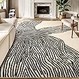 GarveeHome Large Area Rug 9x12 Rugs for Living Room Washable Rug Non Slip Modern Abstract Rug Low Pile Foldable Thin Rug Soft Indoor Non-Shedding Carpet for Bedroom Nursery Home Office Cream