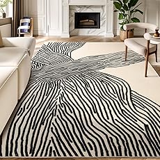 GarveeHome Large Area Rug 9x12 Rugs for Living Room Washable Rug Non Slip Modern Abstract Rug Low Pile Foldable Thin Rug Soft Indoor Non-Shedding Carpet for Bedroom Nursery Home Office Cream