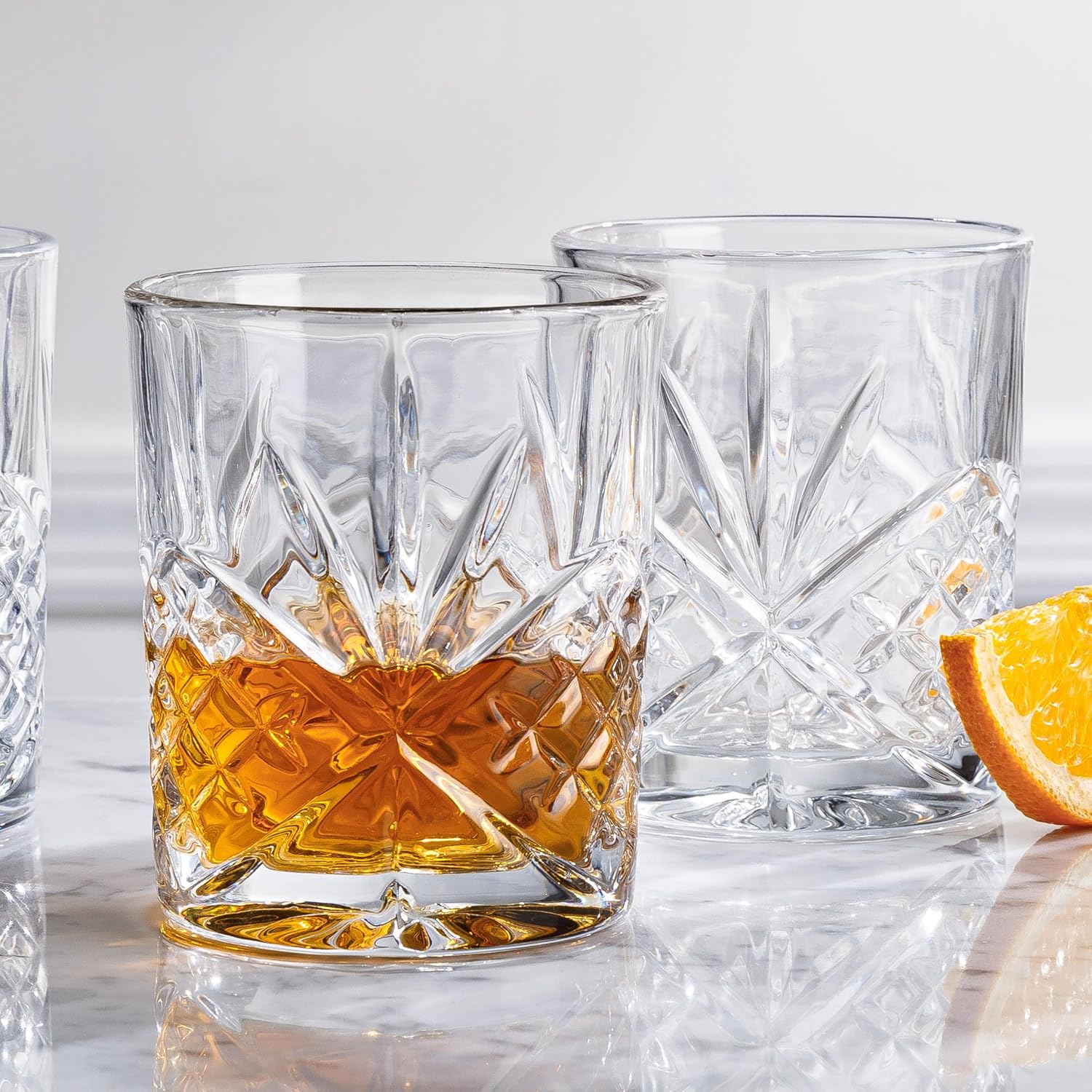 Whiskey Glasses, Old Fashioned Whiskey Glasses, Drinking Glasses, Glass Cups, Cocktail Glasses, Set of 4 (Pack of 2)