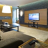 Vista 4 de Mount-It! Soporte de TV de suelo con soporte y estantes de vidrio templado para almacenamiento Centro de entretenimiento con soporte para TV, se