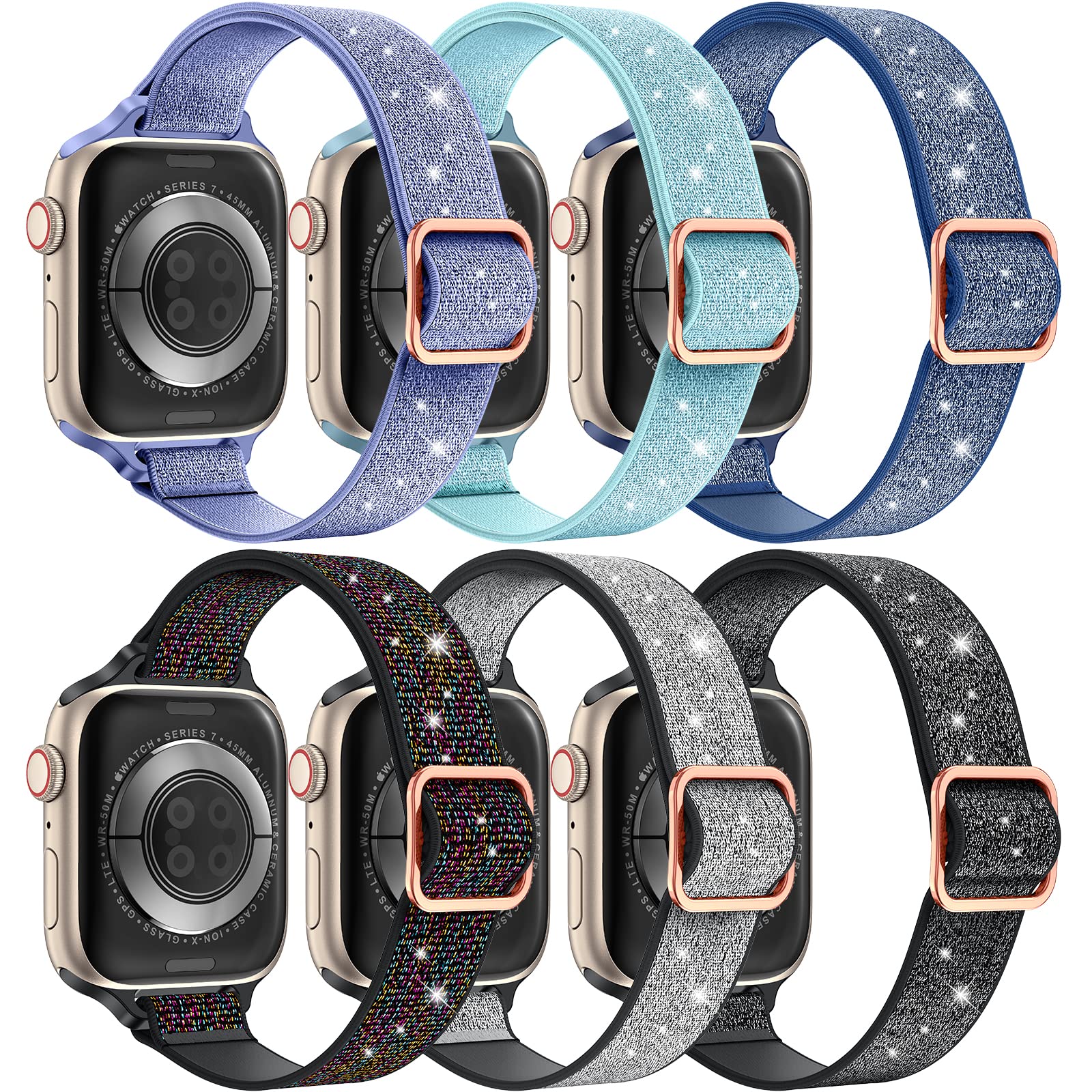 LETOID Stretchy Bands Designed for Apple Watch Band 38mm 40mm 41mm 42mm 44mm 45mm 46mm 49mm Women, Soft Nylon Elastic Strap Solo Loop Wristband for