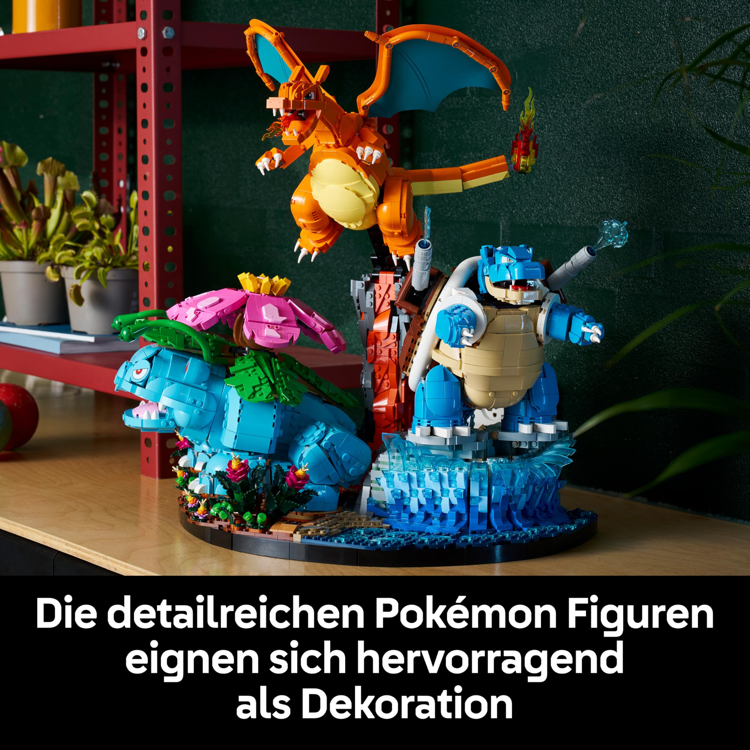 LEGO Pokémon Bisaflor, Glurak und Turtok - 3D Modellbau für Erwachsene - 3 Anime Figuren als DIY Deko für Schreibtisch oder Regal - Gaming Geschenkidee für Fans und Sammler - 72153