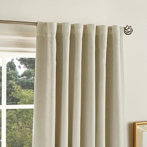 Miniatura 3 de MARTHA STEWART Bedford - Par de paneles de cortinas opacas con pestaña trasera, 84 pulgadas, lino