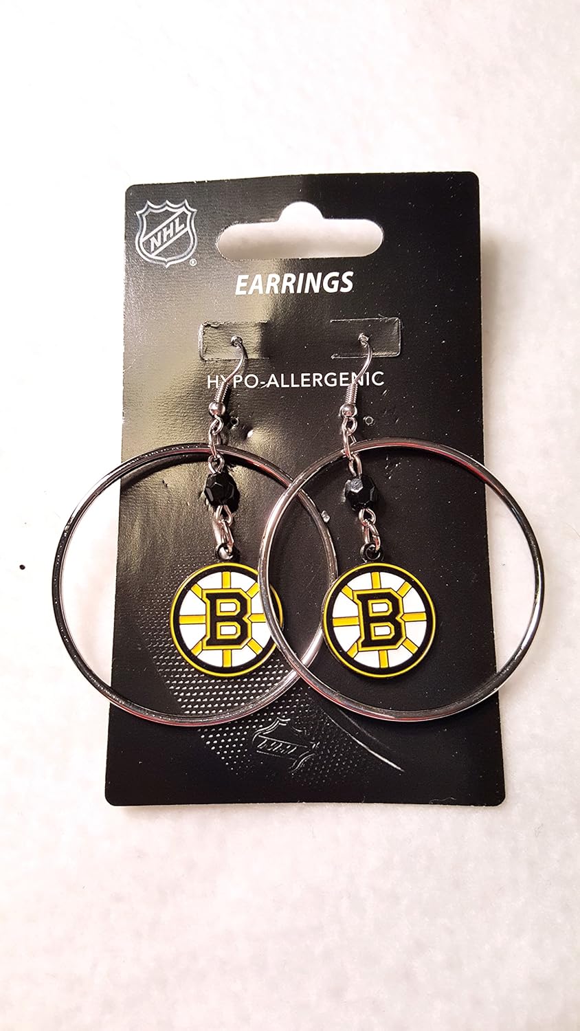 aminco NHL womens NHL Crystal Bead Hoop Earrings
