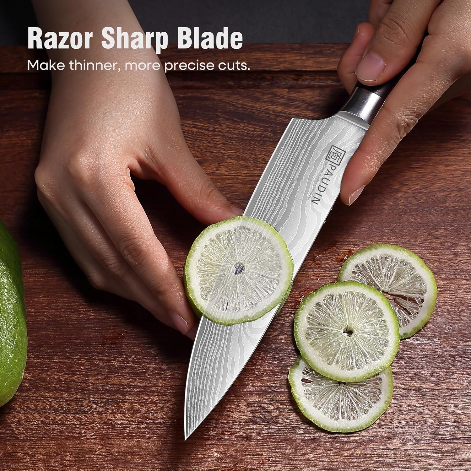 PAUDIN Chef Knife, 6 Inch Sharp Kitchen Knife, High Carbon Stainless Steel Utility Knives with Ergonomic Handle, Small Knifes for Home and Restaurant