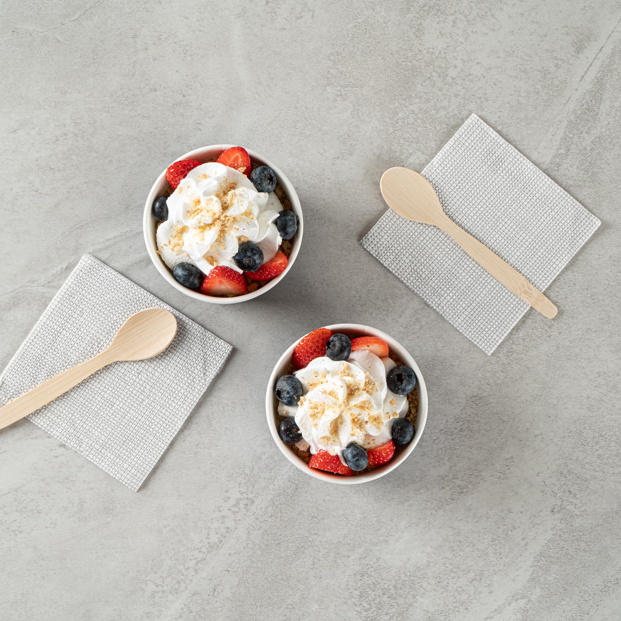 Coppetta - Vasos de postre de 5 onzas, 200 vasos desechables para helado, las tapas se venden por separado, resistentes, cuencos de papel francés FroYo, para alimentos calientes y fríos, perfectos