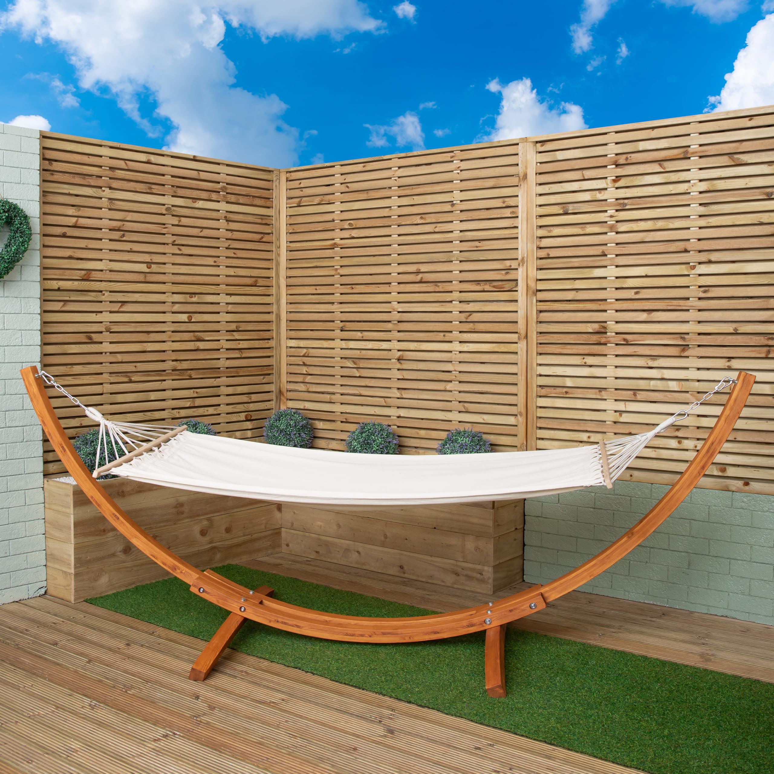 Samuel Alexander 3.10M X 1.2M Palermo Freestanding Garden Hammock With Larch Wood Arc Stand In Cream from B&Q