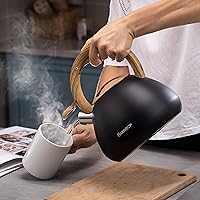 Vista 5 de MARSKITOP Tetera para estufa, tetera silbante para estufa, tetera de acero inoxidable de grado alimenticio con mango ergonómico Cool Touch, 2.6