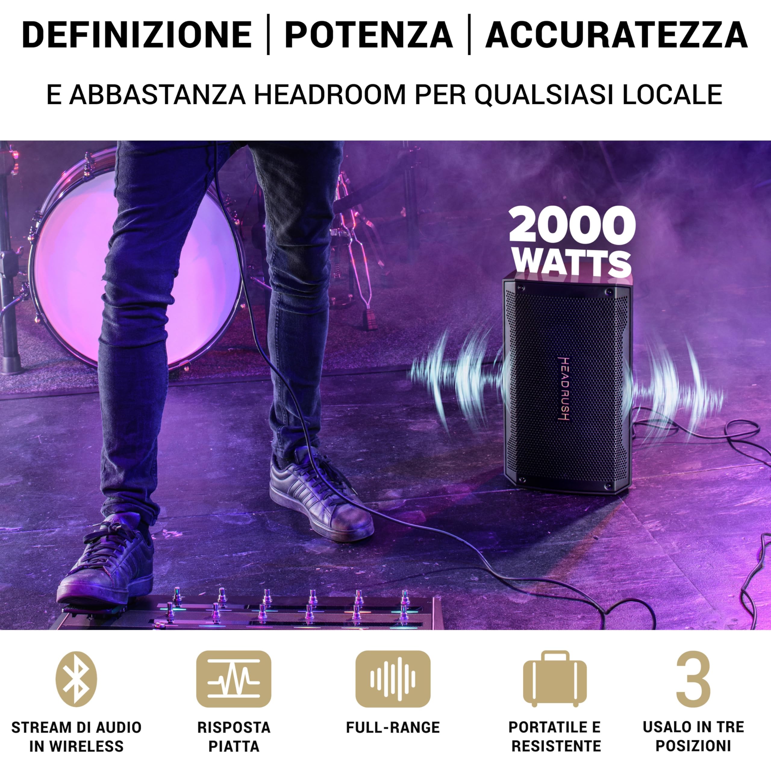 HeadRush Core e FRFR108 MK2 - Pedaliera multieffetto e amp-modeler per chitarra e voce, e 8-inch ampli da 2000W per chitarra e basso con Bluetooth