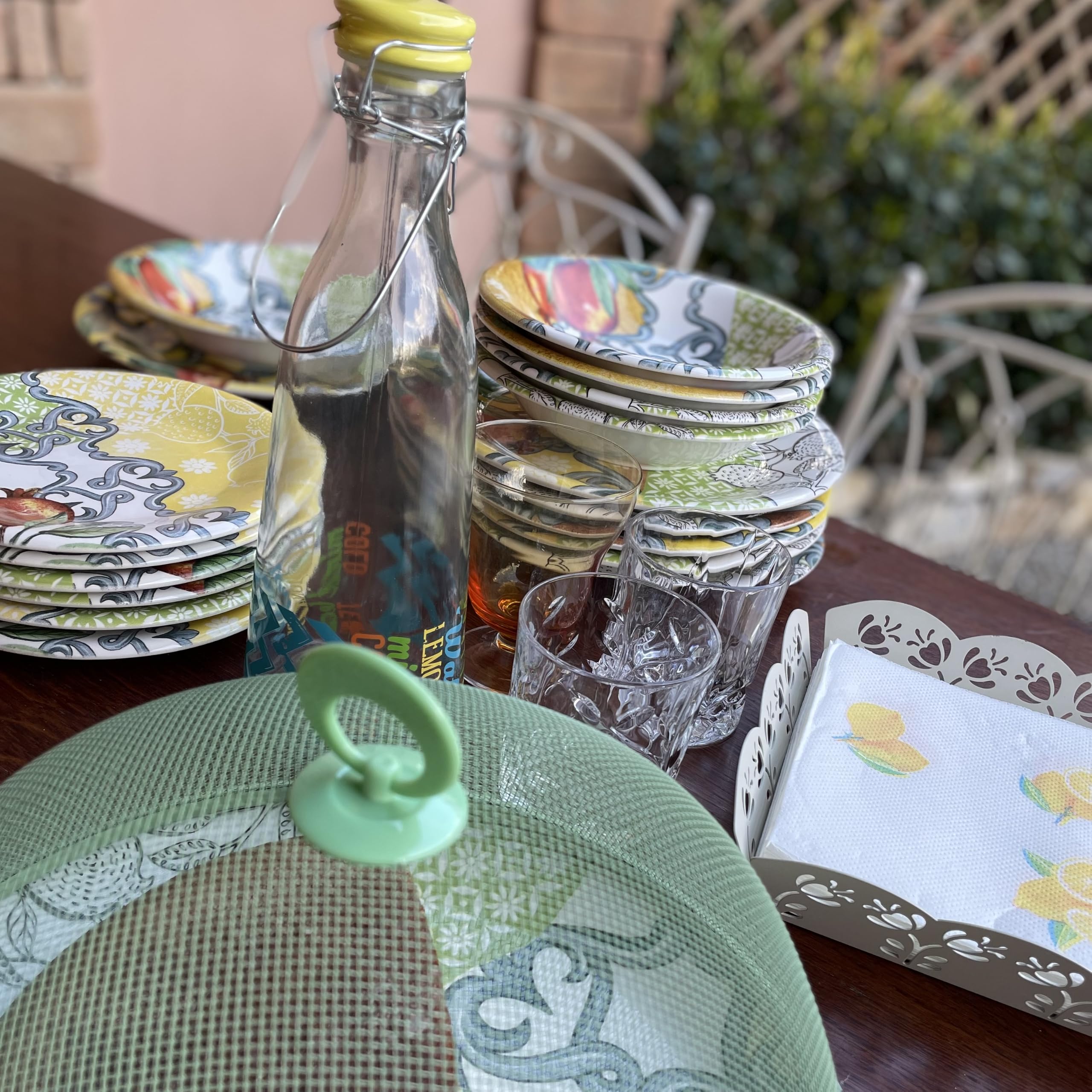 Lot de 20 assiettes en céramique – Collection Méditerranée de Wald, 6 assiettes plates, 6 assiettes creuses, 6 assiettes à fruits, 1 saladier et 1 assiette ronde (assiette à fruits – 6 pièces)