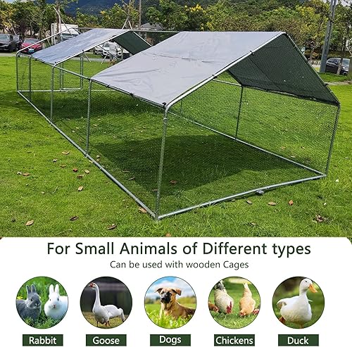 Miniatura 7 de GNIXUU Gallinero de metal grande, alambre galvanizado para patio con cubierta superior impermeable, jaula para aves de corral en forma de espira,