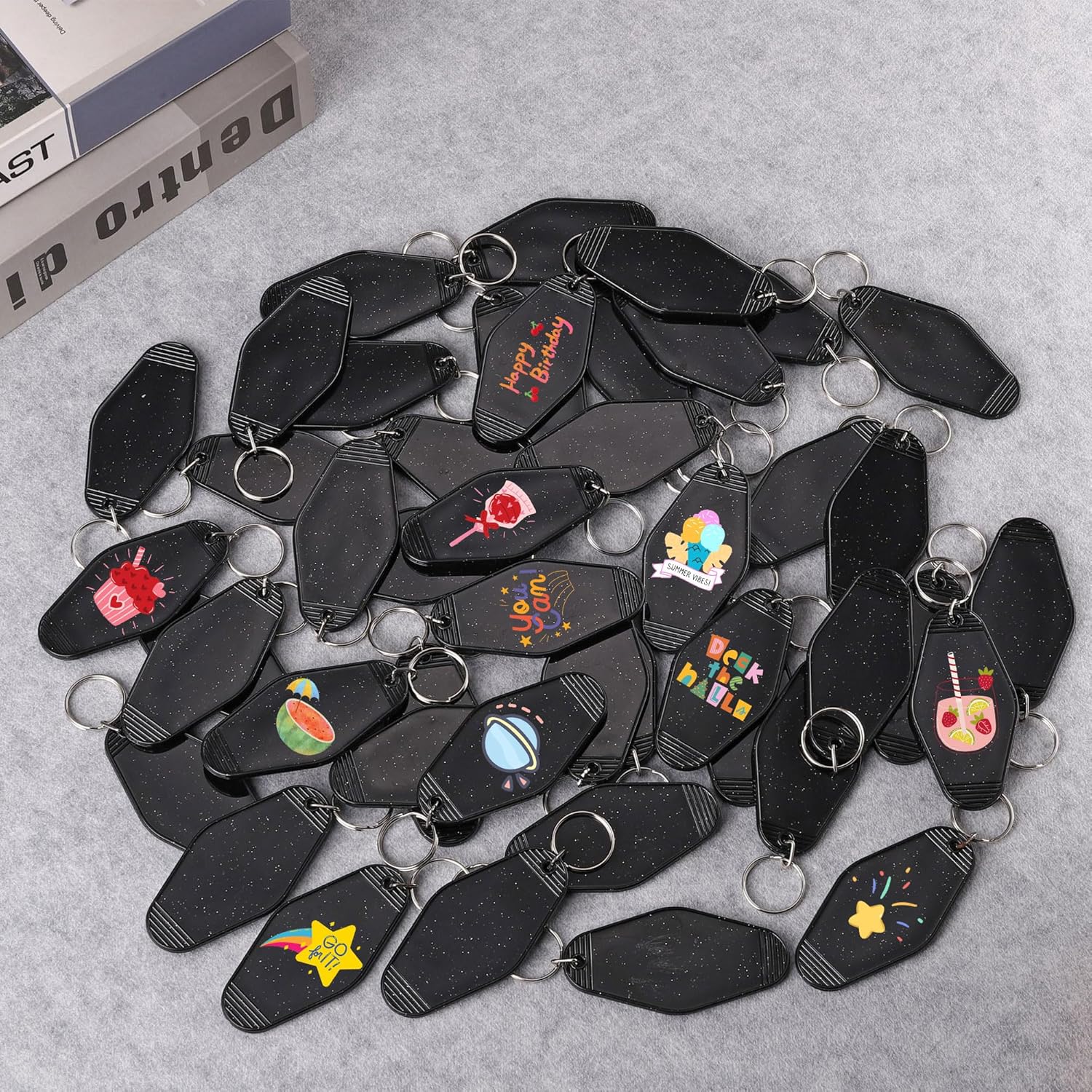 Yoption Blank Motel Keychain Bulk with Key Rings, Hotel Keychains Key Tag for Vinyl DIY Crafts - Image 2