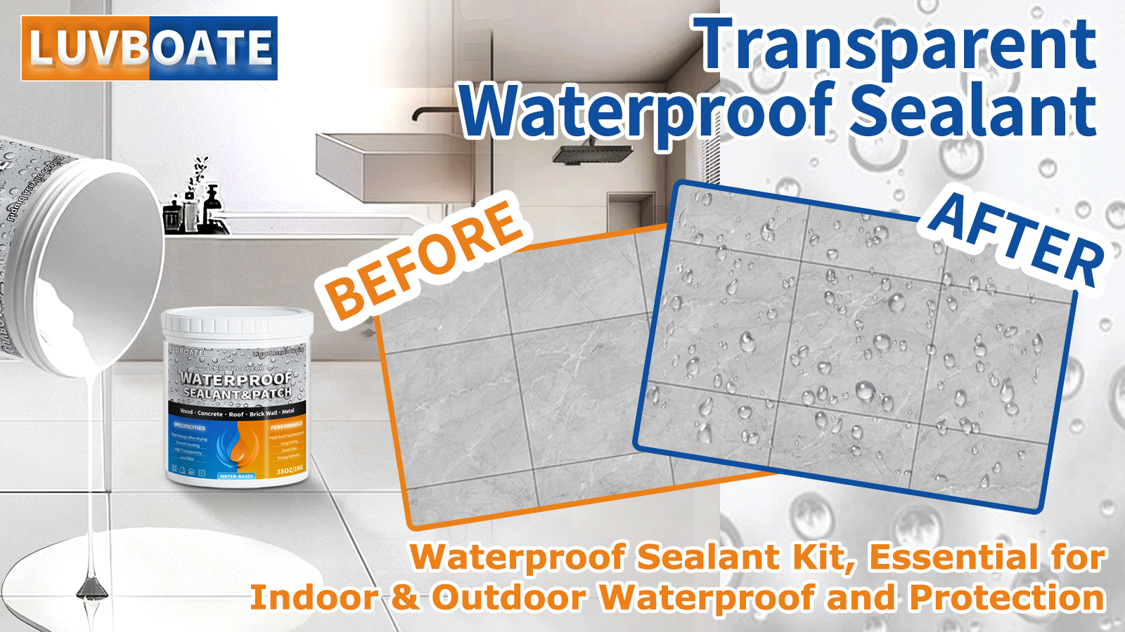 Image of Liquid Waterproof Sealant 70oz Clear, Transparent Waterproof Coating | Water-Based Invisible Repairing Leak Agent Roofs, Walls, Garden, Bathroom, Kitchen, Terraces Indoor & Outdoor