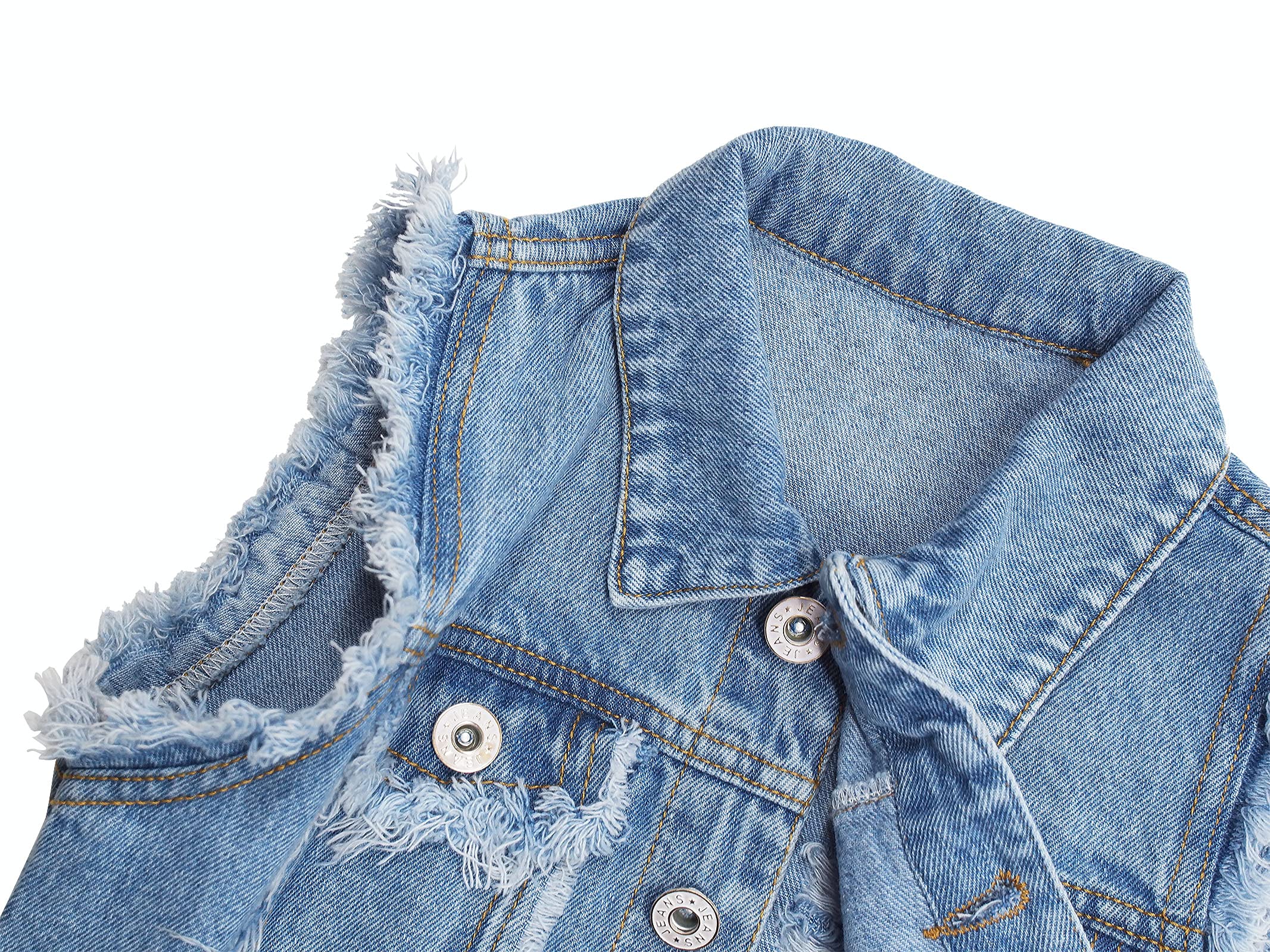 KIDSCOOL SPACE Gilet en jean pour petites filles, gilets en jean pour juniors