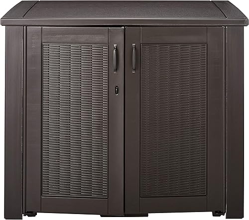 Miniatura 3 de Rubbermaid Caja de almacenamiento de 123 galones y bote de basura Suncast de 33 galones para almacenamiento al aire libre