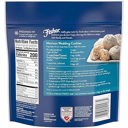 Miniatura 2 de Fisher Pecanas finamente picadas, 10 onzas, sin sal, sin conservantes, naturalmente sin gluten, sin OMG, veganas