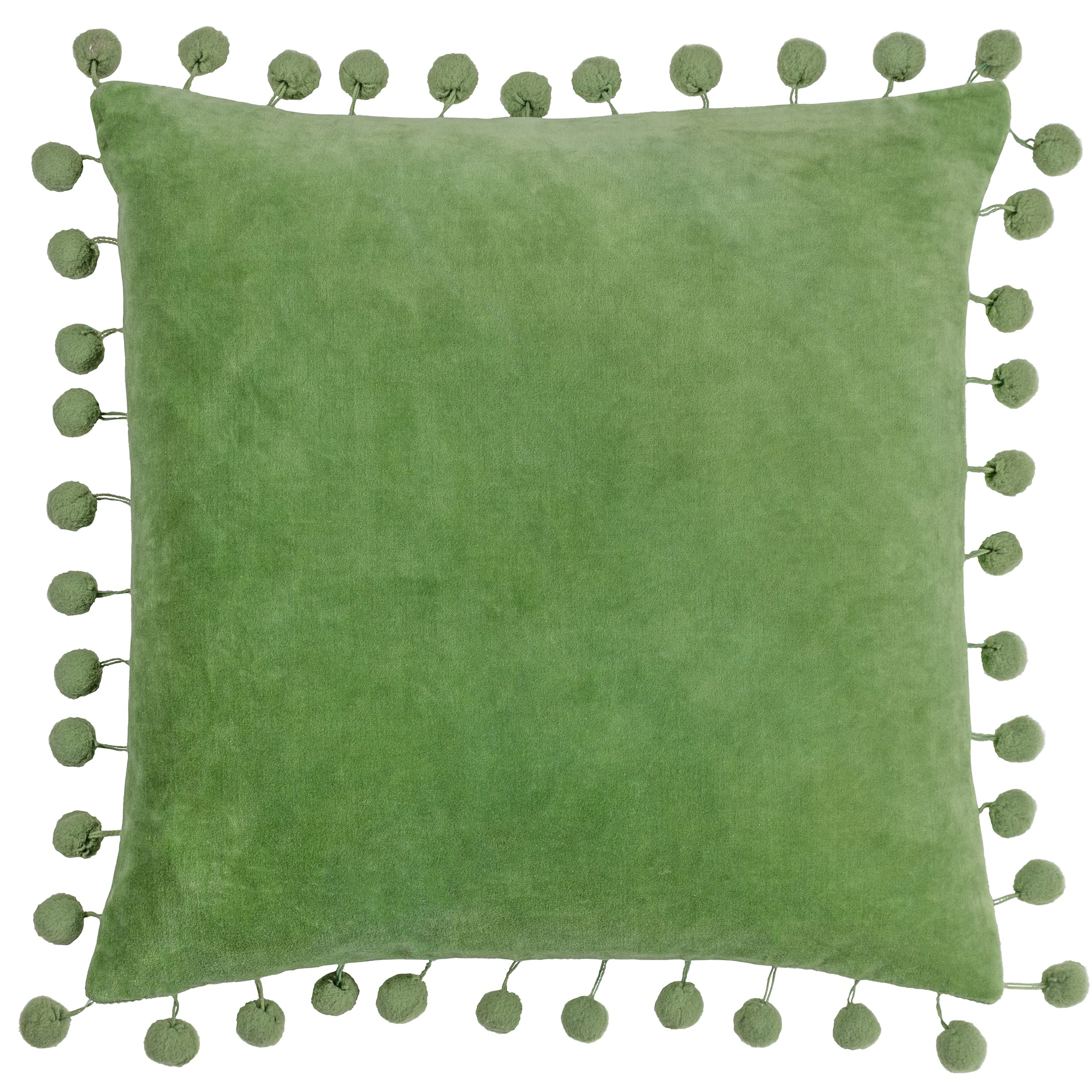 Furn. Dora Rectangular Velvet Pom-Pom Feather Filled Cushion from B&Q