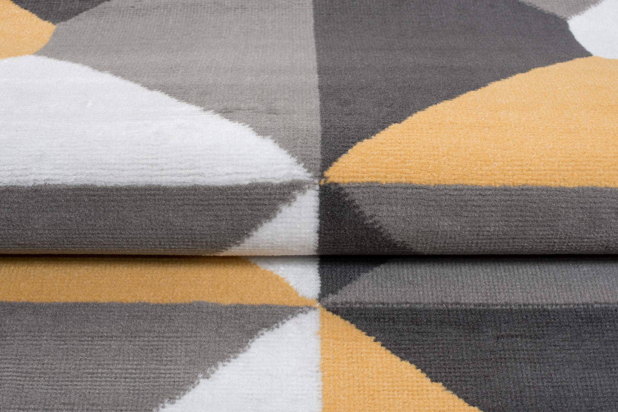 TAPISO Maya kolekcja dywan z krótkim włosiem, szary, biały, żółty, nowoczesny, geometryczny, czworokąty, figurki, design, do salonu, sypialni, biura, Ökotex 220 x 300 cm