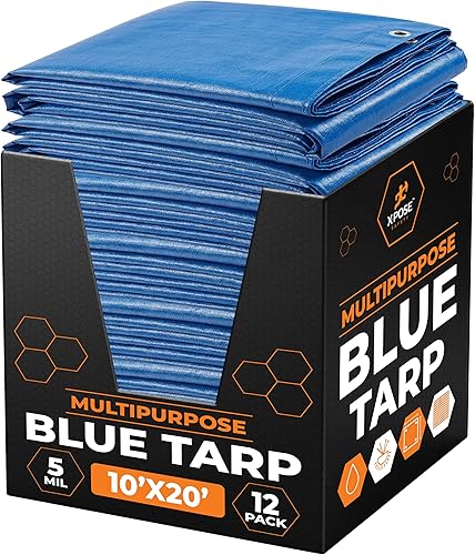 Miniatura 34 de Xpose Safety - Lona de polietileno ligera azul – Funda protectora multiusos, paño de goteo – duradero, impermeable, resistente a la intemperie