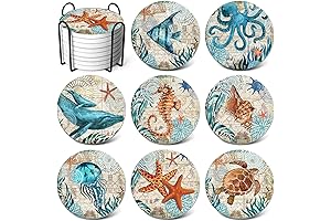 Set of 8 RayPard Absorbent Nautical Coasters for Home Decor