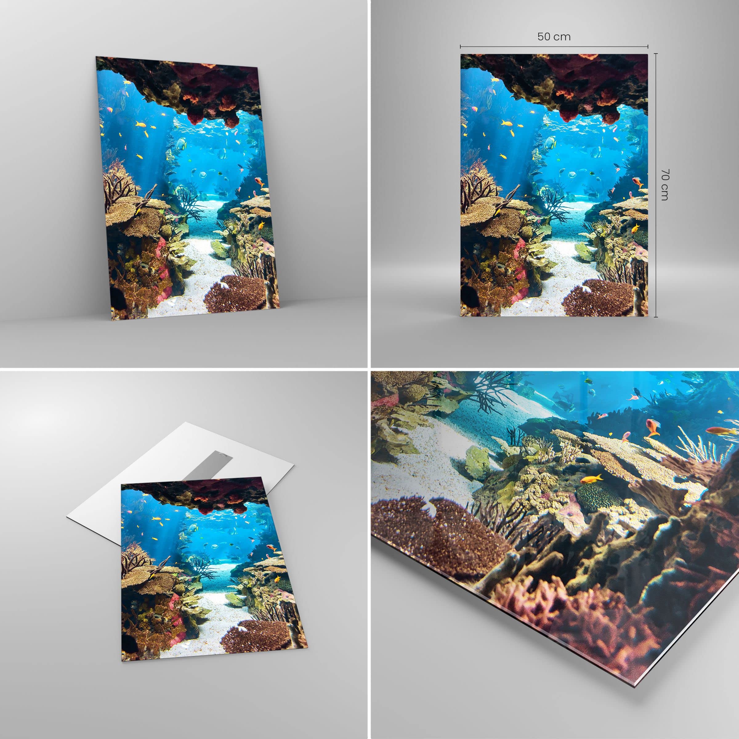 Dipinto ad acquerello di paesaggio marino: arte oceanica vintage, surfisti (20 x 30 cm) - Italia