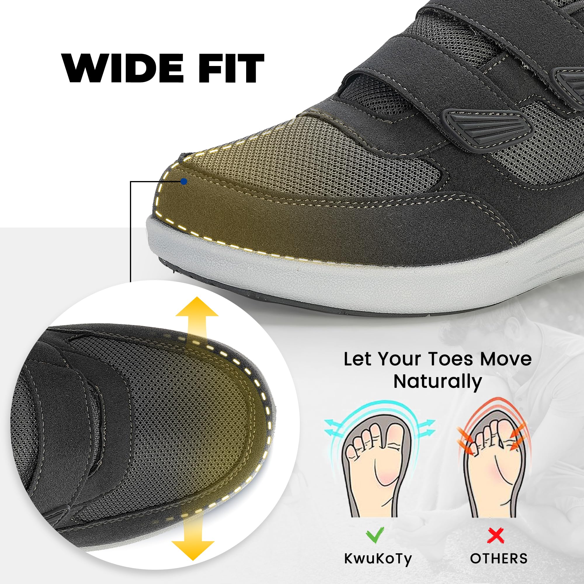 Chaussures de santé Larges à Fermeture pour Femmes diabétiques, modèles Souples adaptés aux Pieds