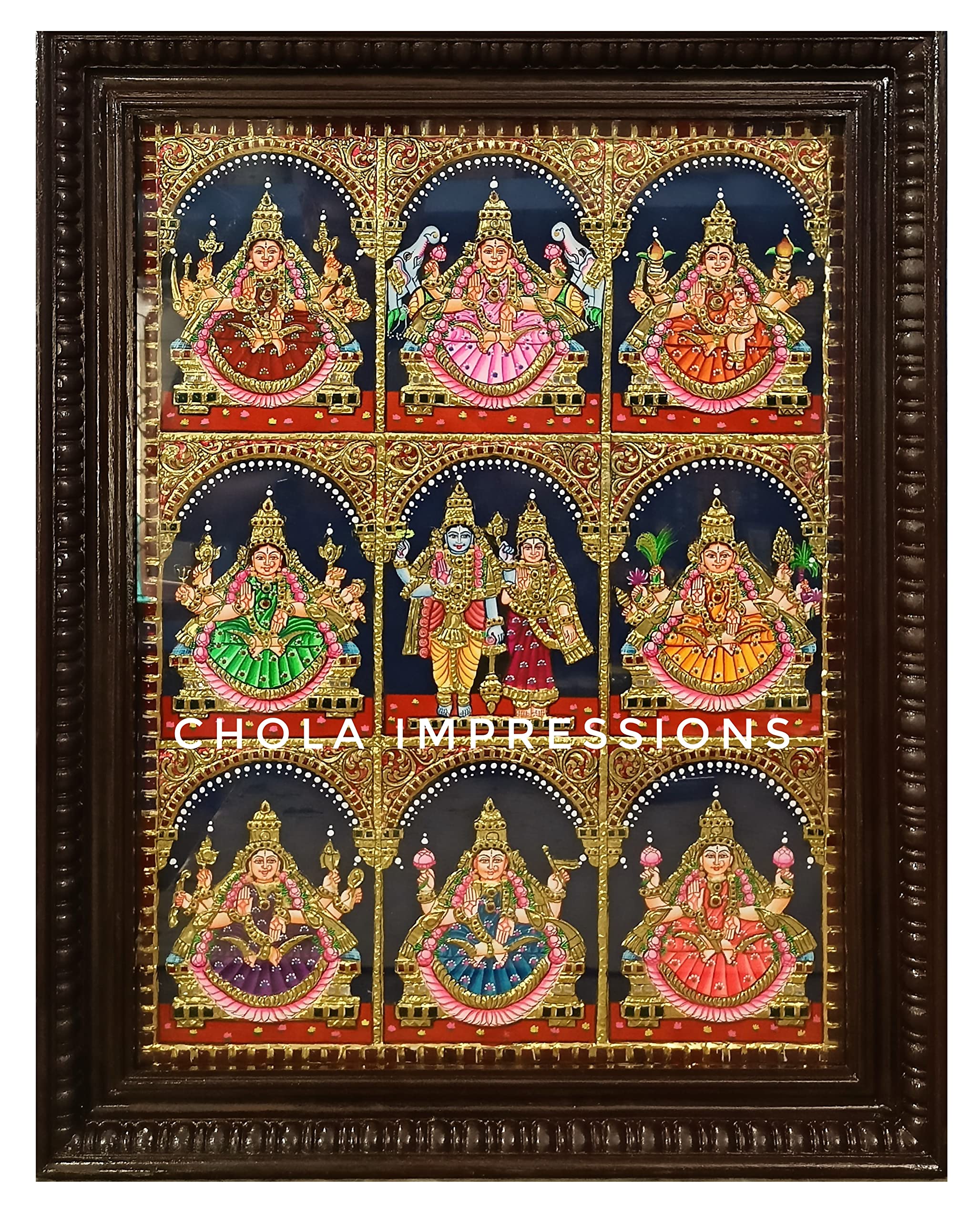 Buy Chola Impressions Ashtalakshmi Tanjore Painting with Vishnu Lakshmi