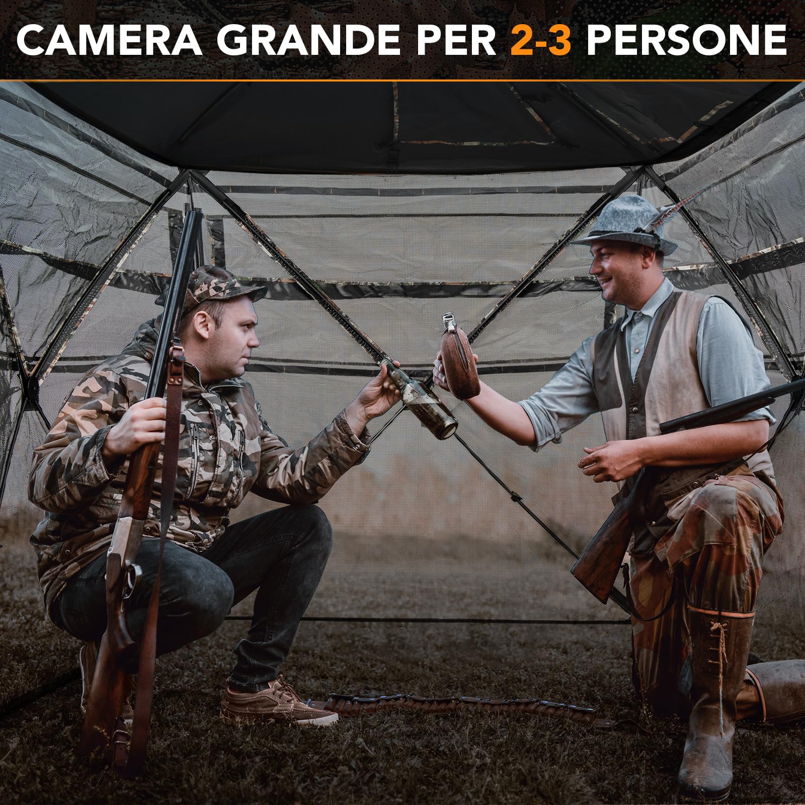 COSTWAY Tenda da Caccia 5 in 1 per 2-3 Persone, Tenda Mimetica a Visione a 360° per Caccia, Tenda Pop-Up Camouflage con Borsa da Trasporto, Attrezzatura Caccia Funzione da Recinto, 148 x 148 x 164 cm
