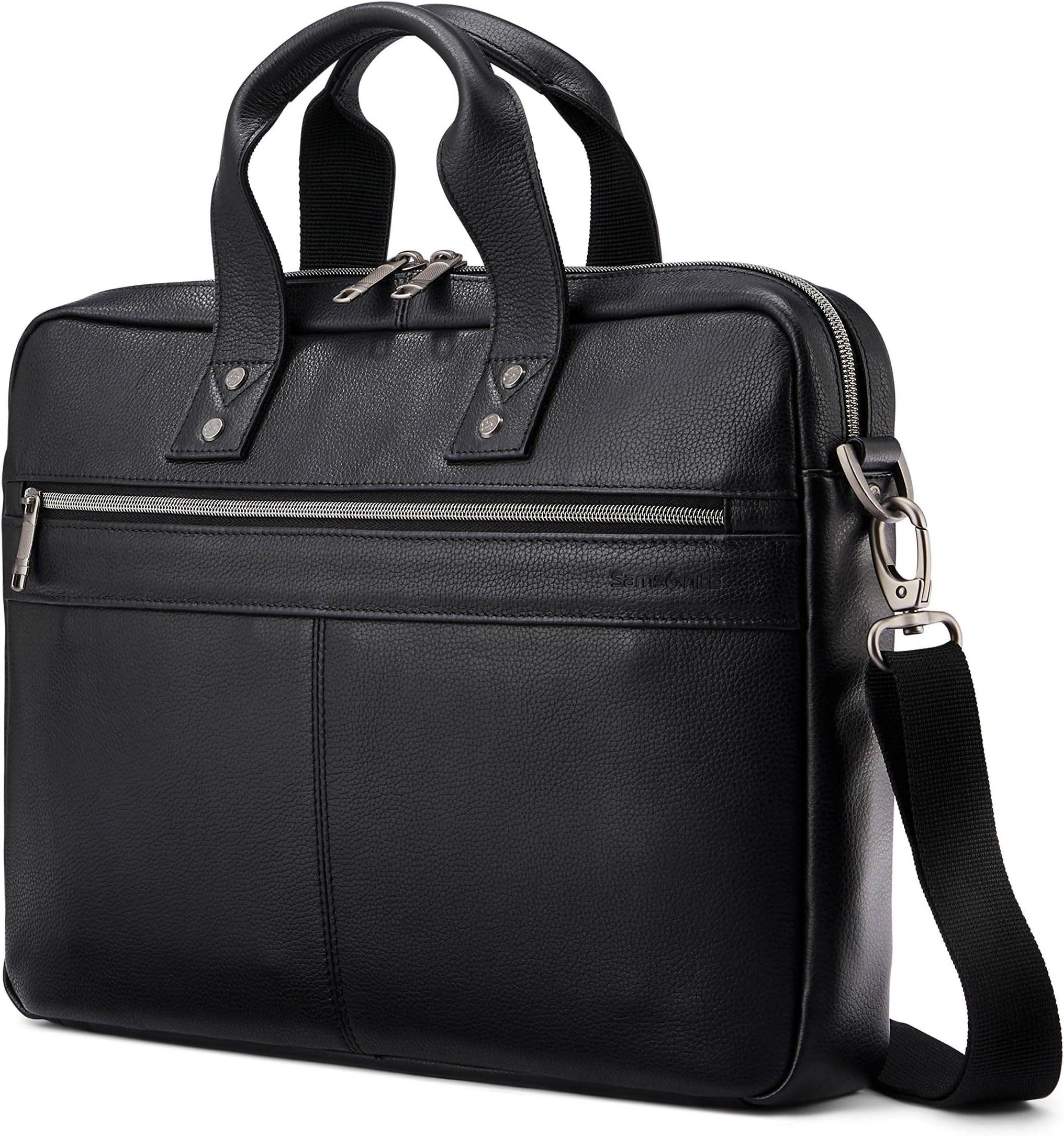 Samsonite Classic Leather Slim Brief, Black, One Size