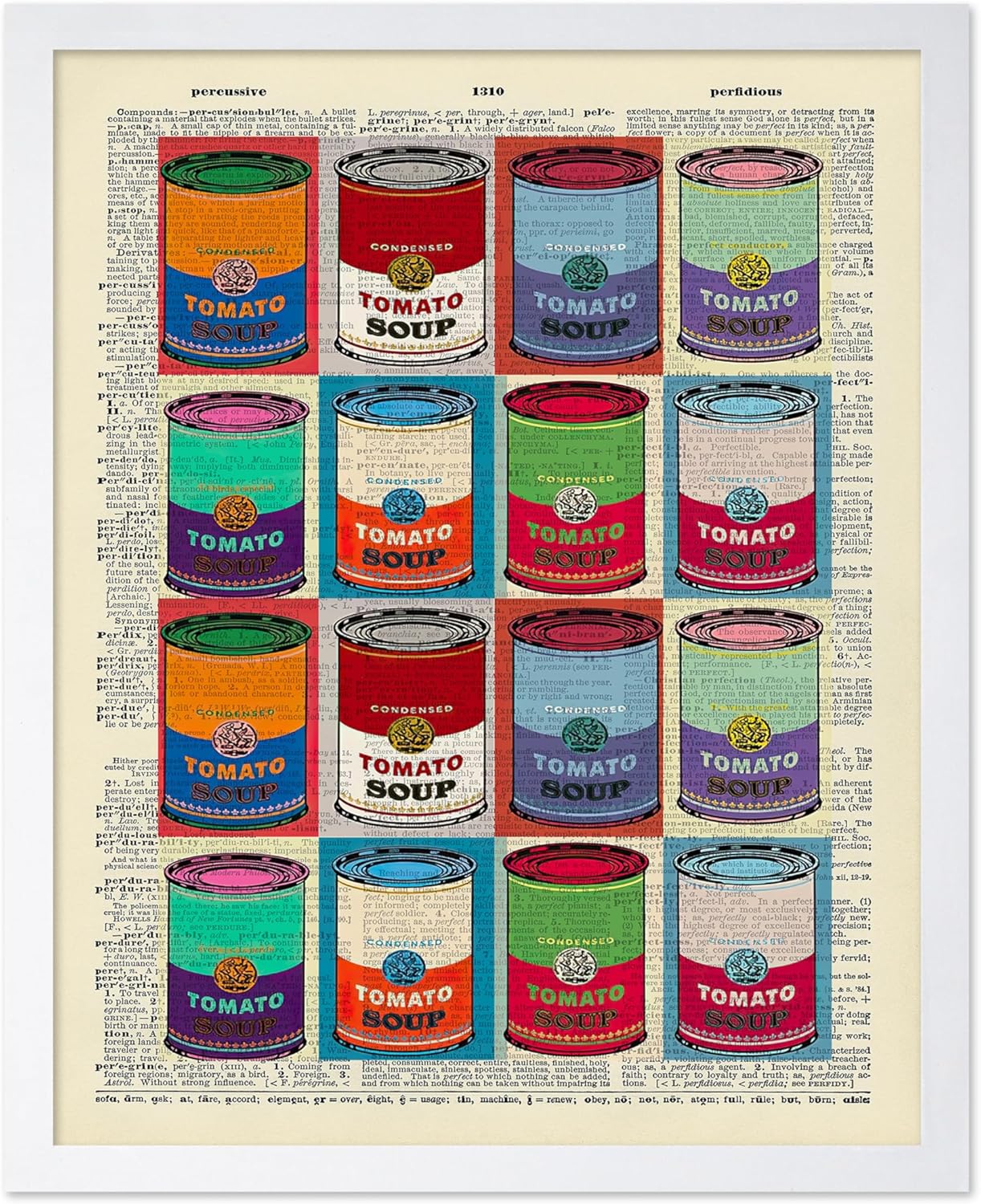 Poster Master Dictionary Art Poster - Tomato Soup Cans Print - Gift for Men & Women - Wall Decor for Living Room, Bedroom or Dorm - 16x20 UNFRAMED Wall Art