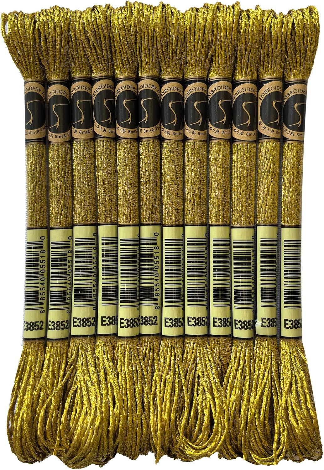 12 Skeins of Light Effects Metallic Embroidery Thread, 8.7 Yards Each, Dark Gold
