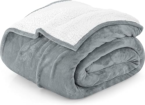 Utopia Bedding Manta Sherpa tamaño Queen Gris frío, 90 x 90 pulgadas  Manta reversible de forro polar de felpa gruesa y cálida de 480 GSM para cama,