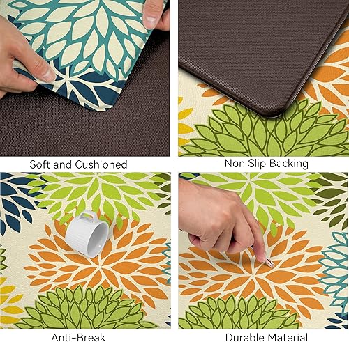 Miniatura 76 de Juego de 2 tapetes de cocina acolchados antifatiga, impermeables, antideslizantes, tapete de espuma viscoelástica, tapete cómodo para fregadero