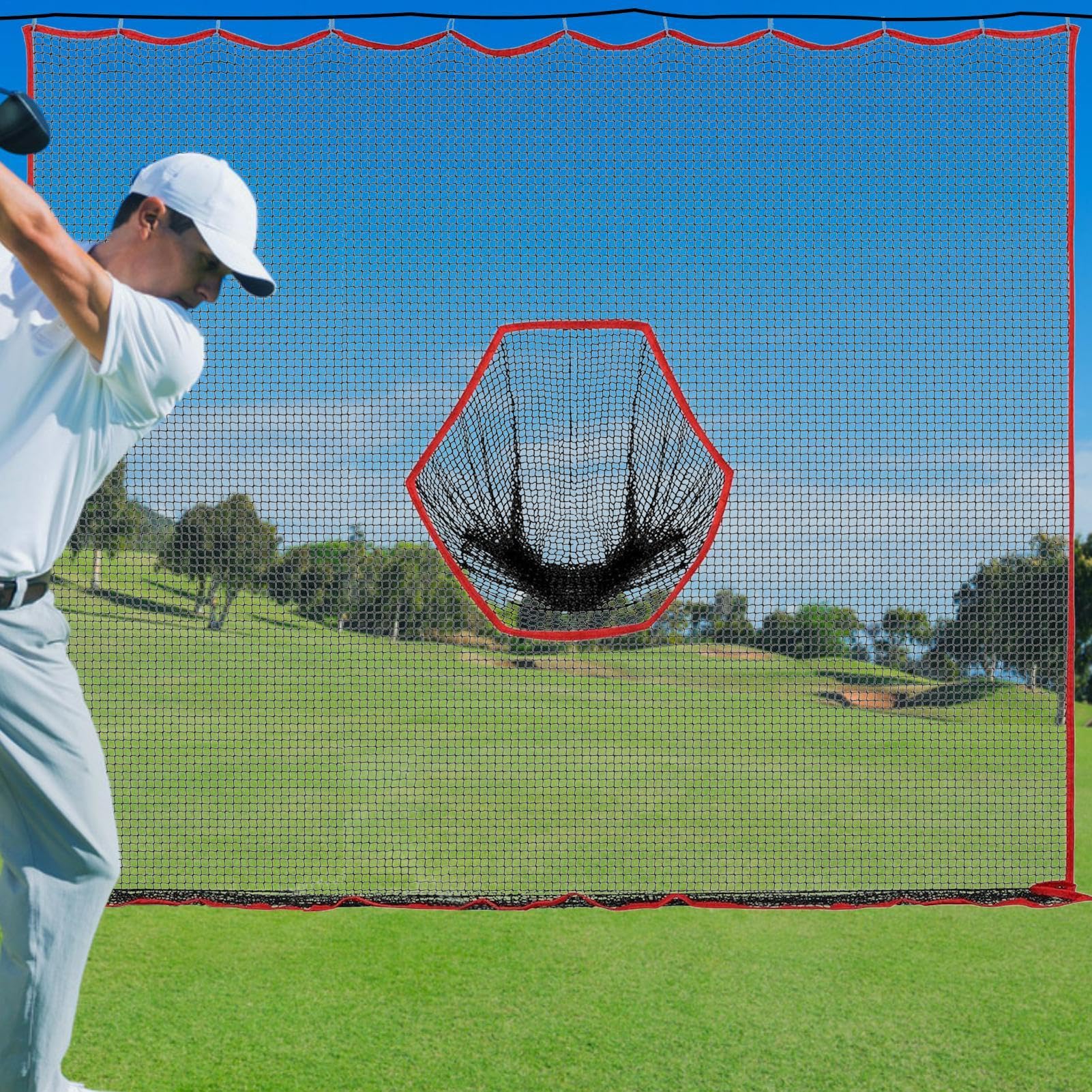 Siatki do uderze? golfowych, siatka barierowa 3 x 3 m, wytrzyma?a siatka, niezawodna si?a, praktyczna bariera pi?kowa, idealna do jazdy podwórku, odpryskiwania, treningu swingowego