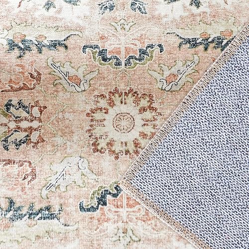 Miniatura 48 de jinchan Alfombra de área lavable de 2 x 3, alfombra vintage floral para puerta de interior, con antideslizante, alfombra pequeña de pelo bajo