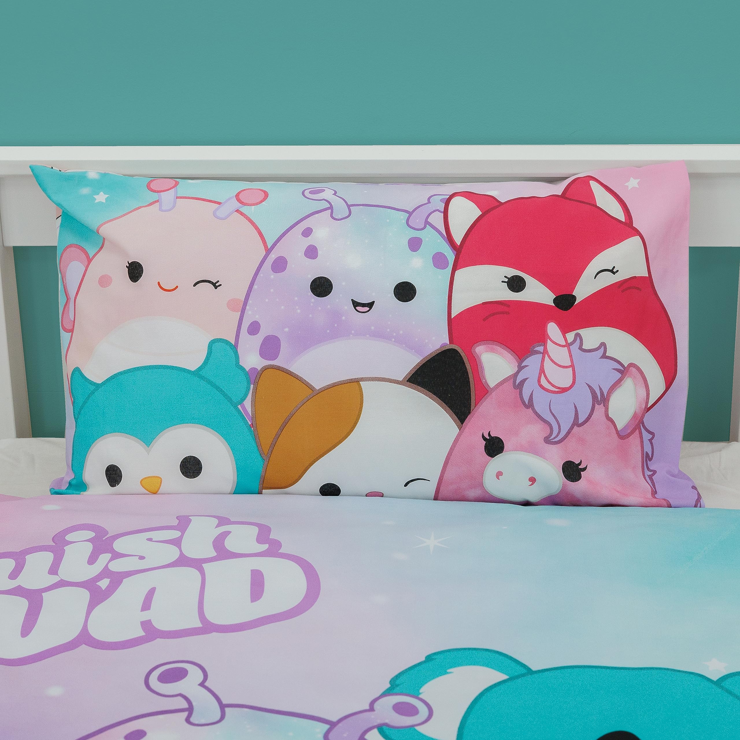 Character World Squishmallows Pościel, Tworzywo Sztuczne, Wielokolorowy, 135 x 200 cm/48 x 74 cm