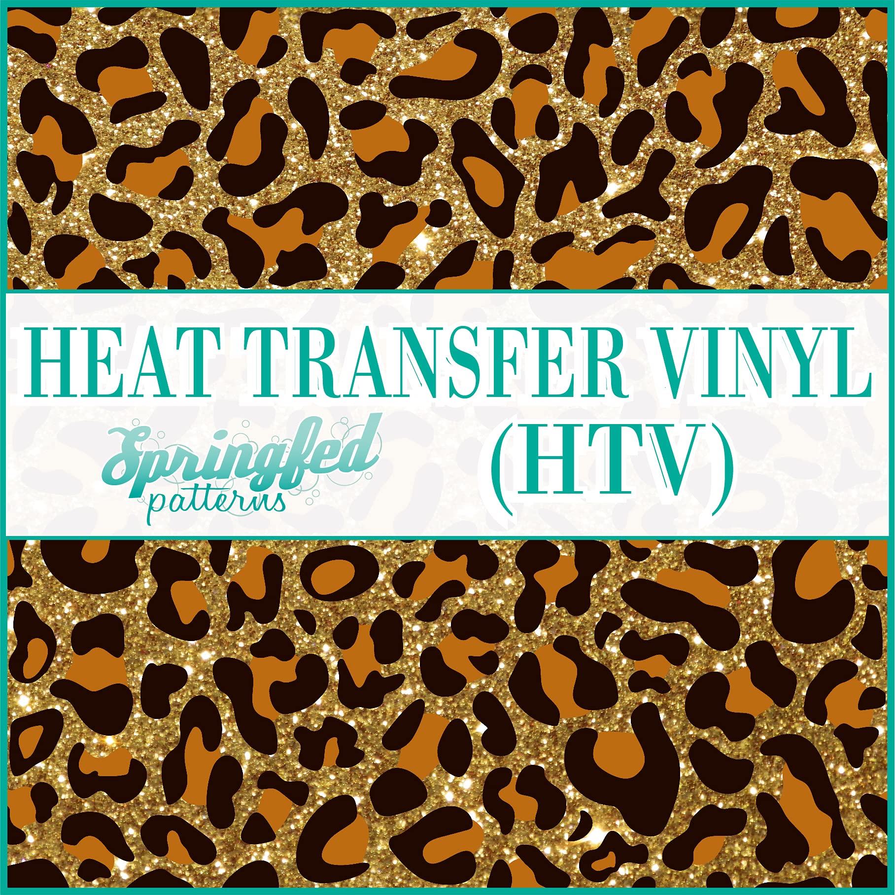 Springfed Patterns Faux Glitter Animal Skin Large Pattern #1 Leopard Spots HTV 12x14 Sheet Heat Transfer Vinyl Cheetah Print