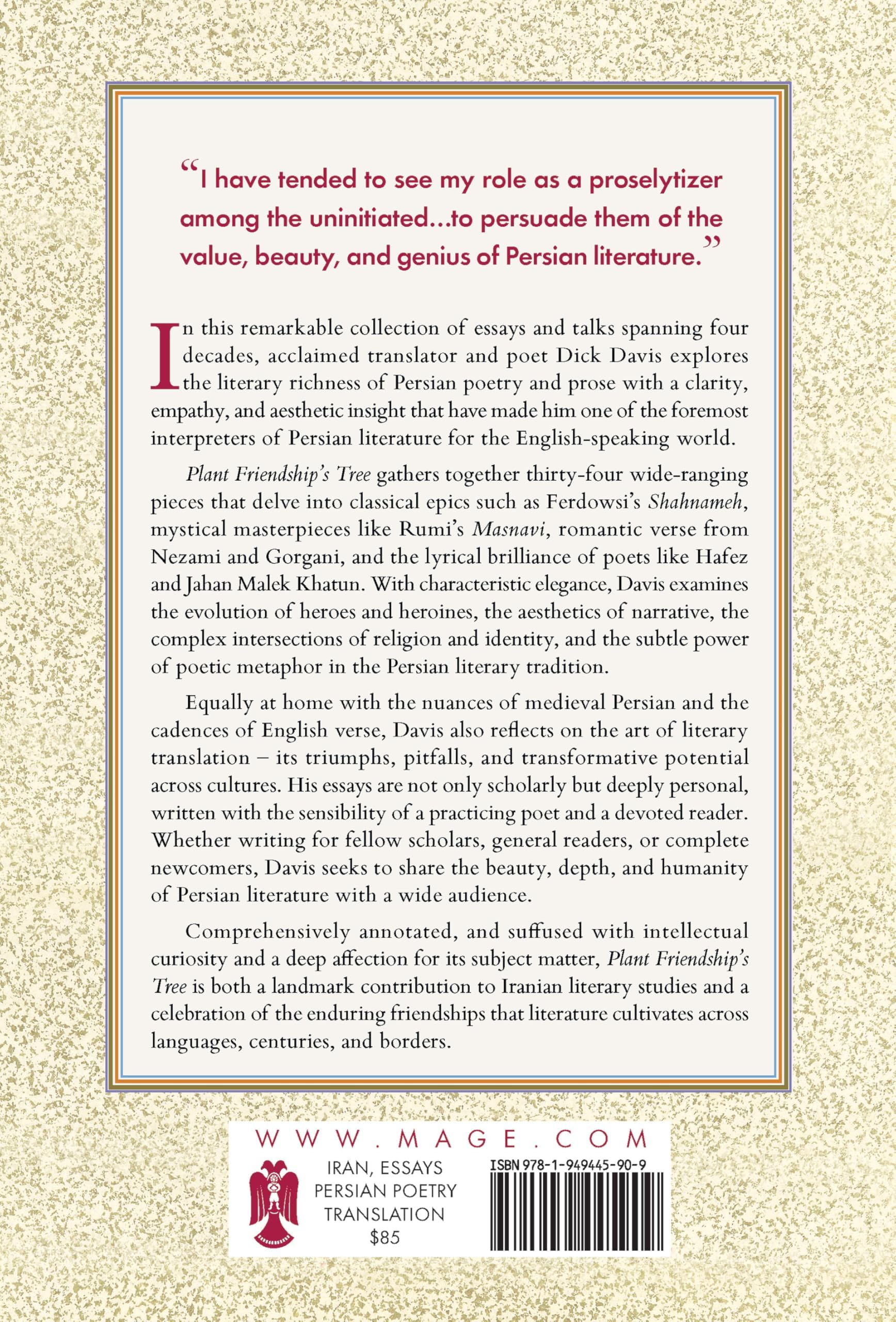 Plant Friendship's Tree: Essays on Persian Literature and Poetry