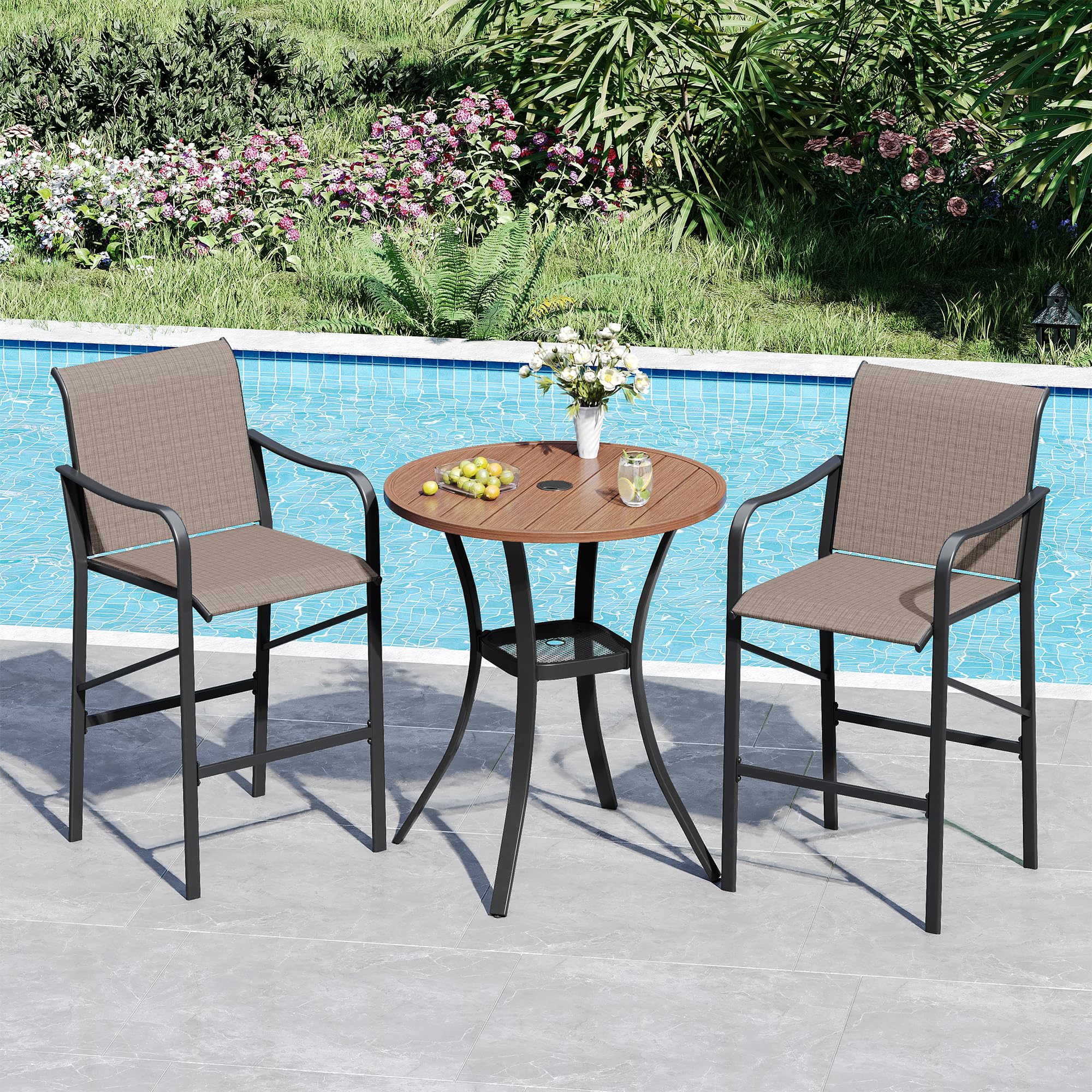 automatic patio umbrellas 9ft Patio Motorized Market Umbrella with Remote & Optional Base, 9FT(Base Not Included) / Light Blue