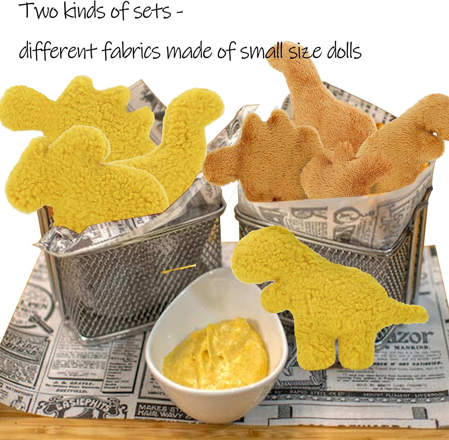 Mini Dino Chicken Nugget Plush 4.2 Inches, Realistic Fun Dino Fried Chicken Nuggets Pillow Stuffed Toy, Gift for Boys and Girls(Mini Dino-5pc)